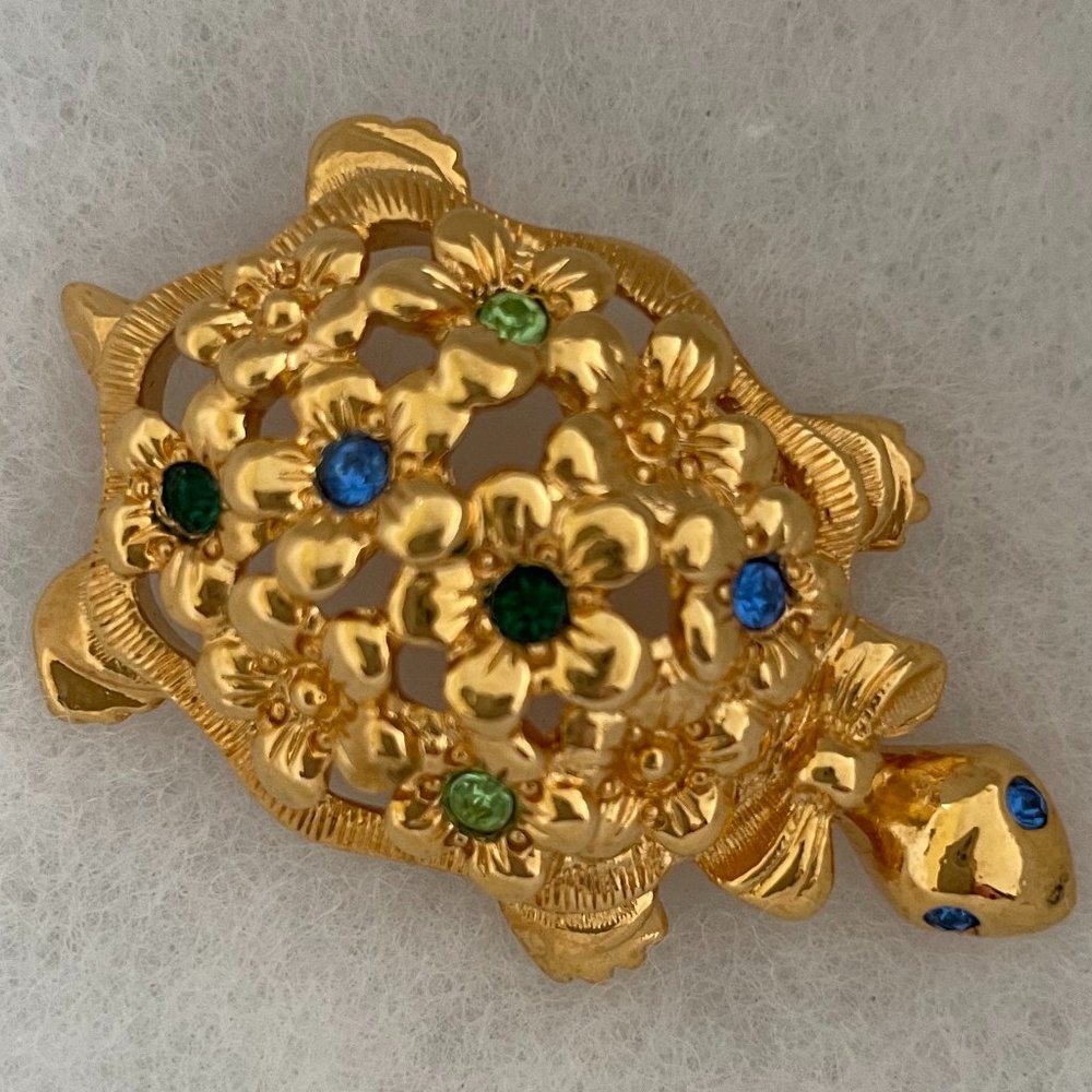 Vintage Bejeweled Turtle Pin